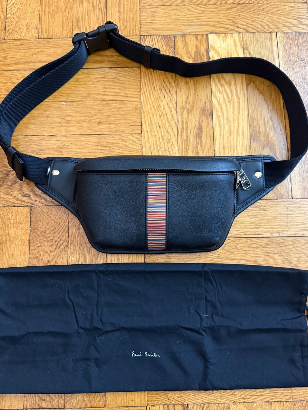 PAUL SMITH
Leather Belt Bag With Signature Stripe